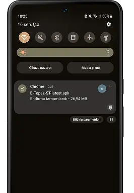 “İndi yüklə” düyməsinə klikləyin və faylı yükləndikdən sonra bildirişlər panelini açın.